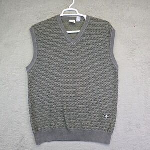 Vintage Hunt Club Vest Men's Large Gray Golf Sweater‎ Vest V Neck Cotton
